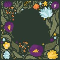 Frame from flowers and leaves. Modern vector illustration.