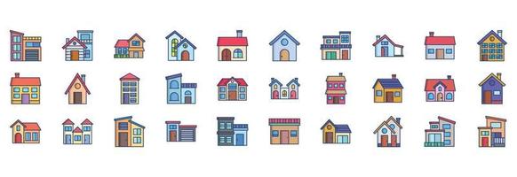 Collection of icons related to Home and Houses, including icons like building, real estate, Architecture and more. vector illustrations, Pixel Perfect set