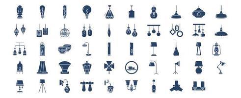Collection of icons related to Lighting and bulb light, including icons like Bed lamp, Bulb, Decor Light and more. vector illustrations, Pixel Perfect set