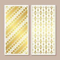 Gold vertical banner with minimal pattern vector