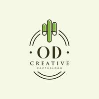 OD Initial letter green cactus logo vector