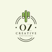 OZ Initial letter green cactus logo vector