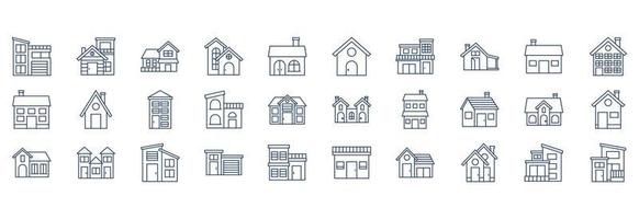 colección de íconos relacionados con el hogar y las casas, incluidos íconos como construcción, bienes raíces, arquitectura y más. ilustraciones vectoriales, conjunto perfecto de píxeles vector