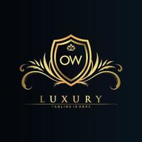 OW Letter Initial with Royal Template.elegant with crown logo vector, Creative Lettering Logo Vector Illustration.