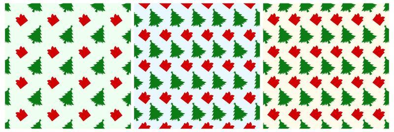 Christmas Background Seamless Pattern Design With Santa Claus, Tree, Snowman And Gifts in Template Hand Drawn Cartoon Flat Illustration