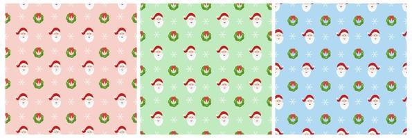 Christmas Background Seamless Pattern Design With Santa Claus, Tree, Snowman And Gifts in Template Hand Drawn Cartoon Flat Illustration vector