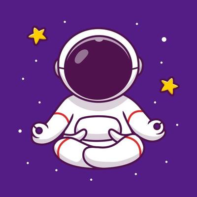 Cute Astronaut Yoga In Space Cartoon Vector Icon Illustration. People Science Space Icon Concept Isolated Premium Vector. Flat Cartoon Style