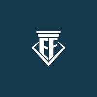 EF initial monogram logo for law firm, lawyer or advocate with pillar icon design vector