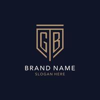 GB initial logo monogram with simple luxury shield icon design vector