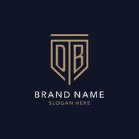 DB initial logo monogram with simple luxury shield icon design vector