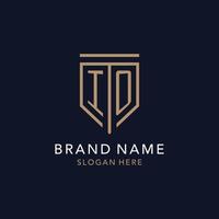 IO initial logo monogram with simple luxury shield icon design vector