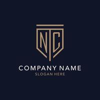 NC initial logo monogram with simple luxury shield icon design vector