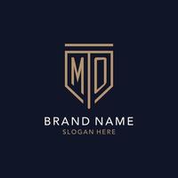 MO initial logo monogram with simple luxury shield icon design vector