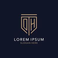 OH initial logo monogram with simple luxury shield icon design vector