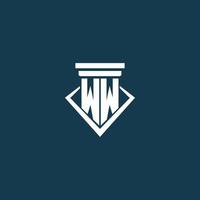 WW initial monogram logo for law firm, lawyer or advocate with pillar icon design vector