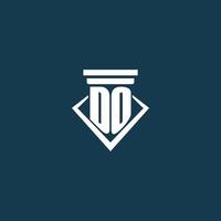 DO initial monogram logo for law firm, lawyer or advocate with pillar icon design vector