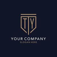TY initial logo monogram with simple luxury shield icon design vector