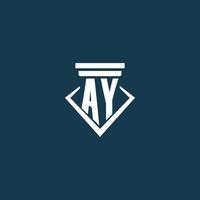 AY initial monogram logo for law firm, lawyer or advocate with pillar icon design vector