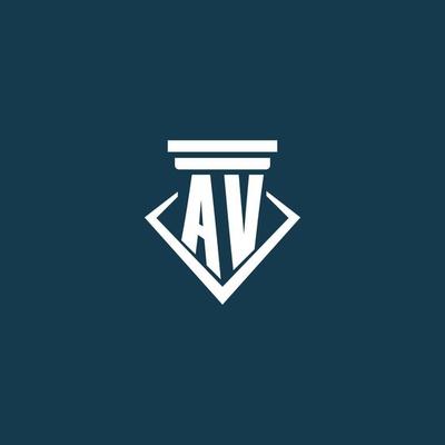 AV initial monogram logo for law firm, lawyer or advocate with pillar icon design