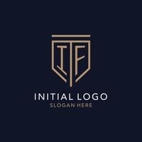 IF initial logo monogram with simple luxury shield icon design vector