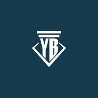 YB initial monogram logo for law firm, lawyer or advocate with pillar icon design vector