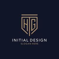 HG initial logo monogram with simple luxury shield icon design vector