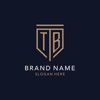 TB initial logo monogram with simple luxury shield icon design vector