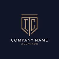 IC initial logo monogram with simple luxury shield icon design vector