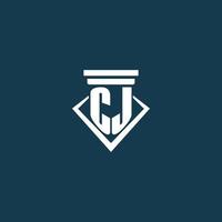 CJ initial monogram logo for law firm, lawyer or advocate with pillar icon design vector