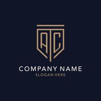 AC initial logo monogram with simple luxury shield icon design vector