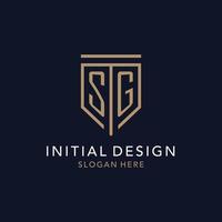 SG initial logo monogram with simple luxury shield icon design vector