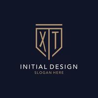 XT initial logo monogram with simple luxury shield icon design vector
