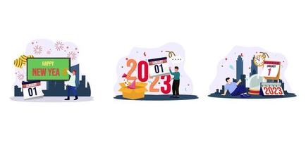 Road to New Year Flat Bundle Design vector