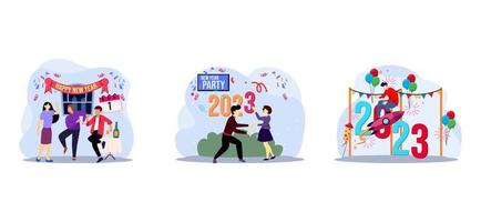 Party End of Year Flat Bundle Design vector