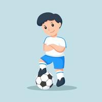 bonita ilustración de diseño de personaje de jugador de fútbol vector