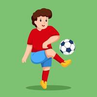 ilustración de diseño de personaje de niño de jugador de fútbol vector