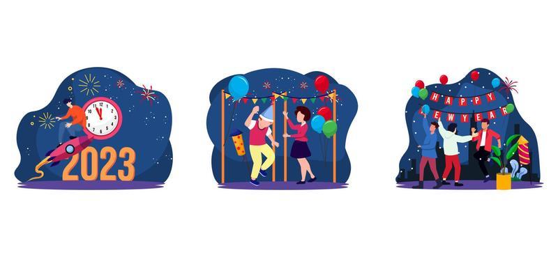 Time to New Year Flat Bundle Design