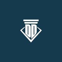 DD initial monogram logo for law firm, lawyer or advocate with pillar icon design vector