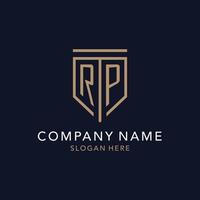 RP initial logo monogram with simple luxury shield icon design vector