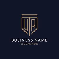 UA initial logo monogram with simple luxury shield icon design vector