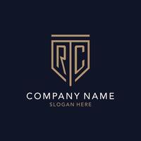 RC initial logo monogram with simple luxury shield icon design vector