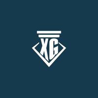 XG initial monogram logo for law firm, lawyer or advocate with pillar icon design vector