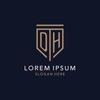 DH initial logo monogram with simple luxury shield icon design vector