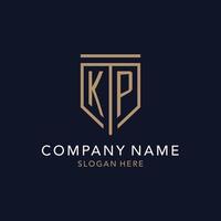 KP initial logo monogram with simple luxury shield icon design vector