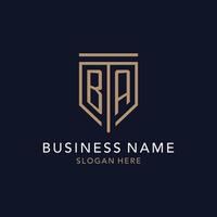 BA initial logo monogram with simple luxury shield icon design vector