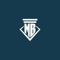 MB initial monogram logo for law firm, lawyer or advocate with pillar icon design vector