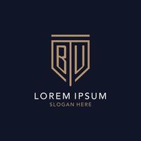 BU initial logo monogram with simple luxury shield icon design vector