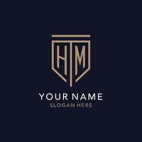HM initial logo monogram with simple luxury shield icon design vector