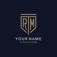 RM initial logo monogram with simple luxury shield icon design vector
