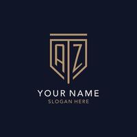 AZ initial logo monogram with simple luxury shield icon design vector